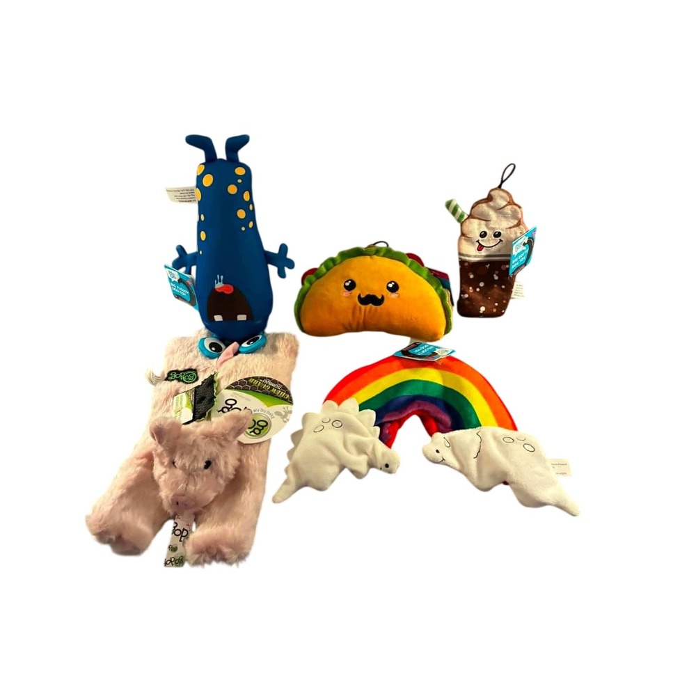 goDog Playology Dog Toy Lot Mixed Multicolor NEW Squeaky Plush Chew Guard Bundle